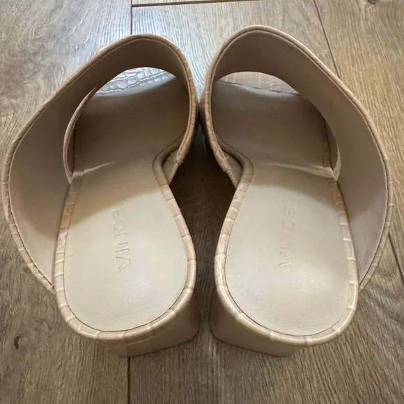 Vince Light Brown Croc-Embossed Mules NWOT